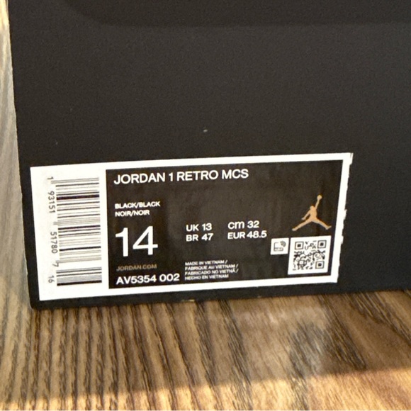 Size 14 Air Jordan 1 Retro MCS Suede Baseball Cleats Triple Black AV5354-002 - Picture 13 of 13